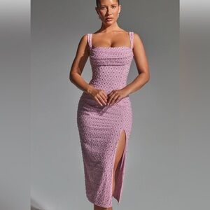 Oh Polly Georgina
EMBELLISHED COWL-NECK MIDAXI DRESS IN MAUVE